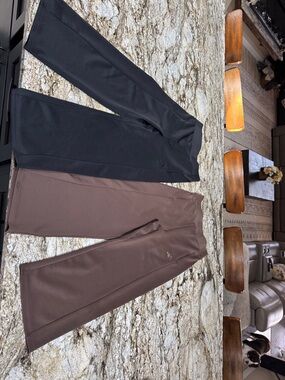Adidas Black and Brown Wide-Leg Pull-On Pants Duo